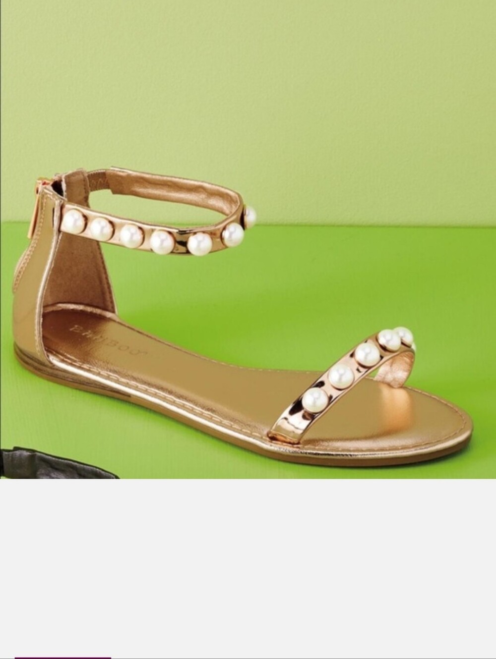 Bamboo Rose Gold with Pearl Sandals Size 8.5